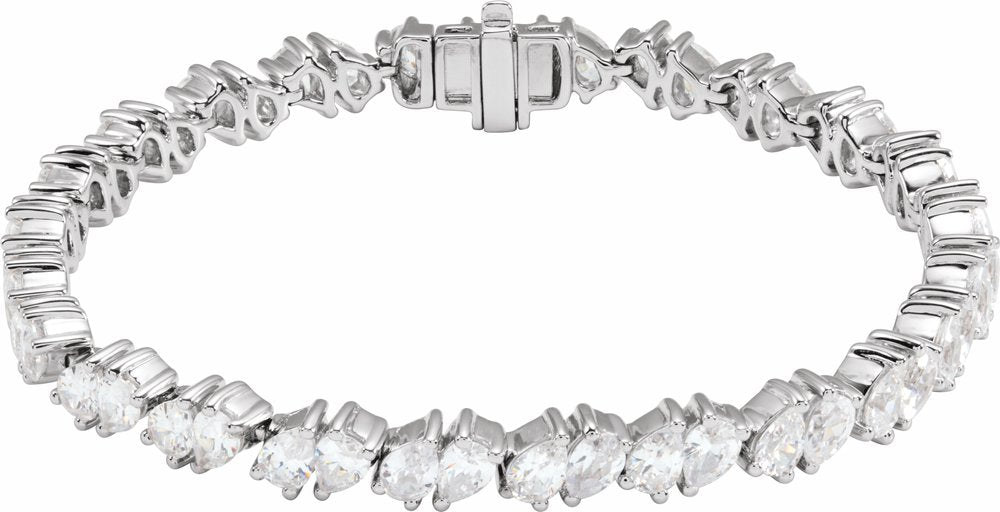 14K White Gold 9 1/2 CTW Lab-Grown Diamond Line 7" Bracelet
