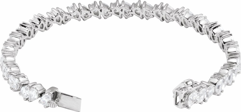 14K White Gold 9 1/2 CTW Lab-Grown Diamond Line 7" Bracelet