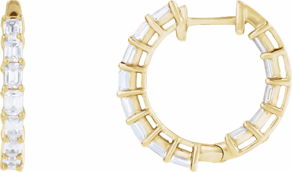 14K Yellow Gold 3 CTW Lab-Grown Diamond Inside-Outside 21.2 mm Hoop Earrings