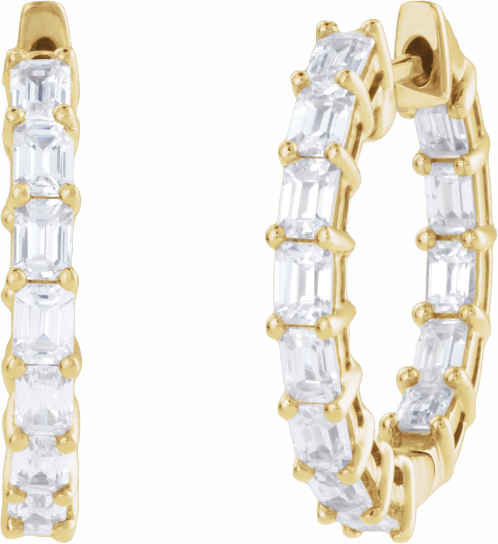 14K Yellow Gold 3 CTW Lab-Grown Diamond Inside-Outside 21.2 mm Hoop Earrings