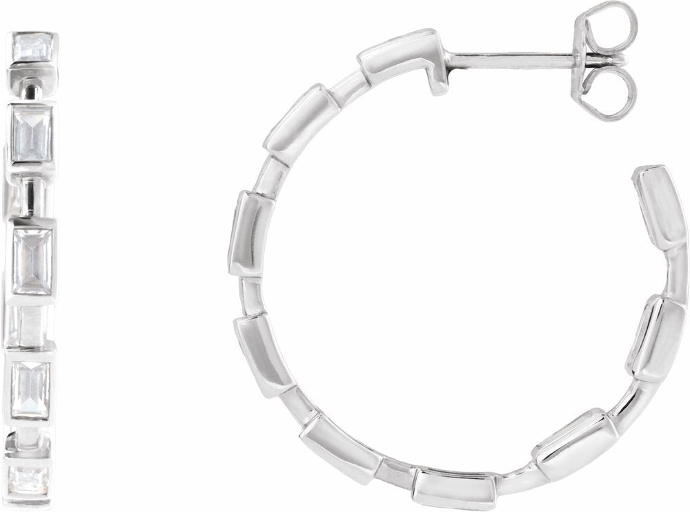 14K White Gold 1 1/4 CTW Lab-Grown Diamond 24.5 mm Hoop Earrings