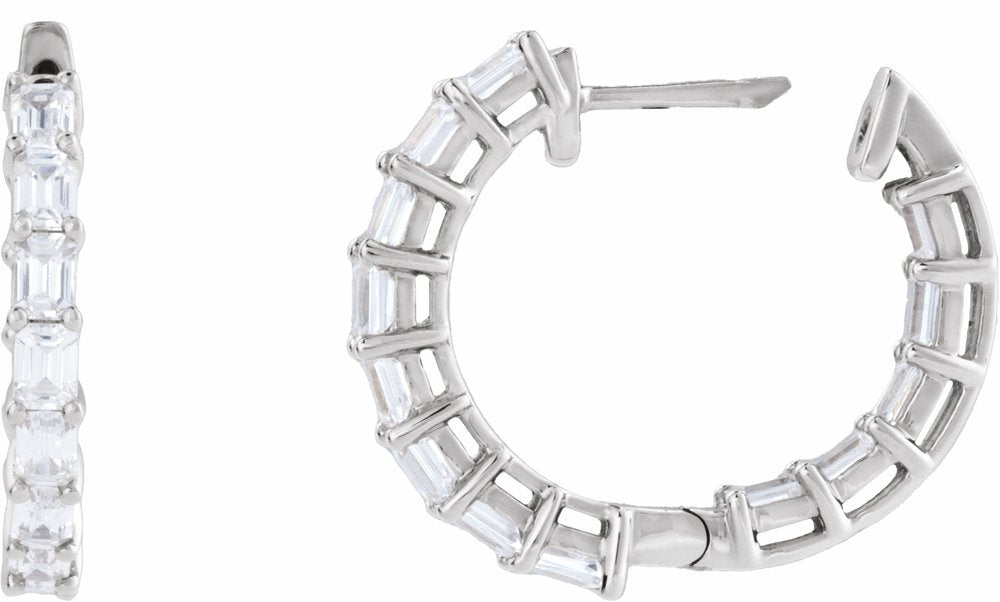 14K White Gold 3 CTW Lab-Grown Diamond Inside-Outside 21.2 mm Hoop Earrings