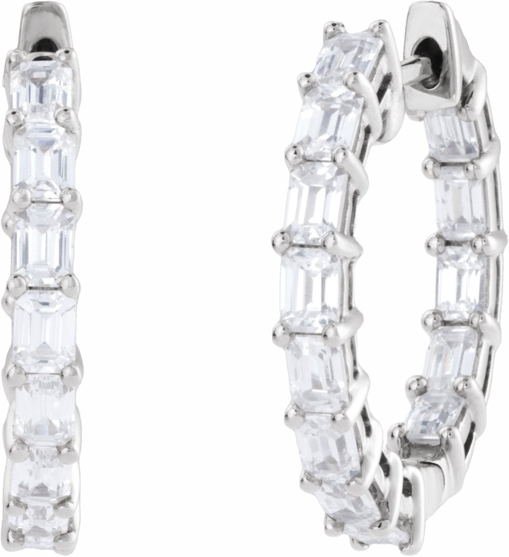 14K White Gold 3 CTW Lab-Grown Diamond Inside-Outside 21.2 mm Hoop Earrings