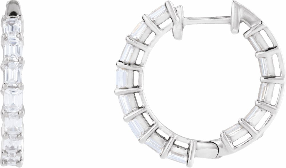14K White Gold 3 CTW Lab-Grown Diamond Inside-Outside 21.2 mm Hoop Earrings