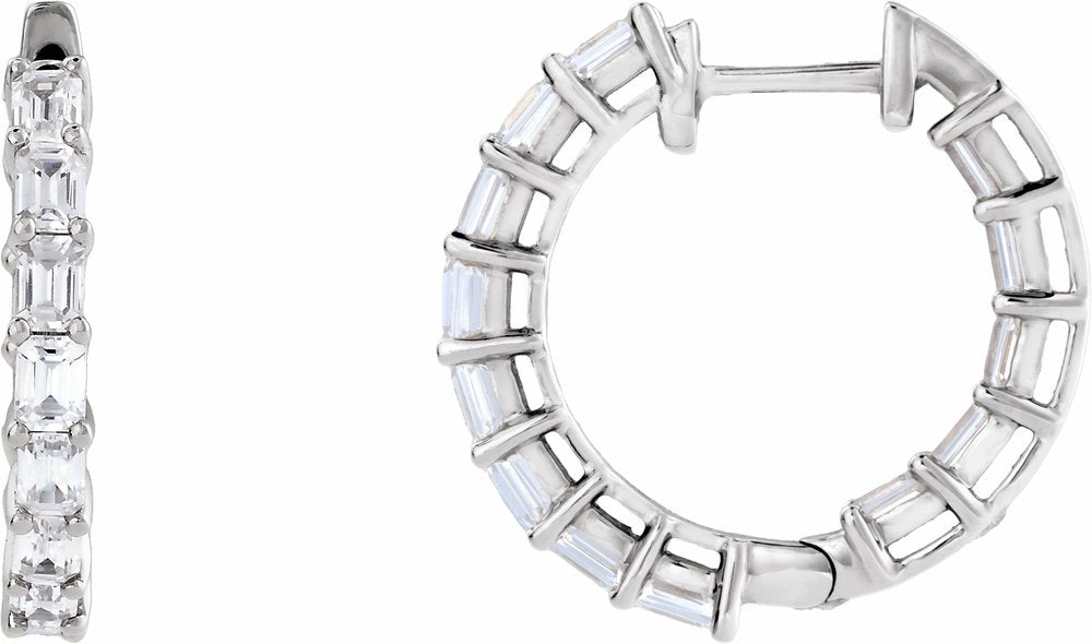 14K White Gold 3 CTW Lab-Grown Diamond Inside-Outside 21.2 mm Hoop Earrings