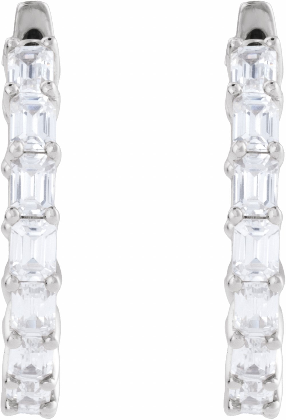 14K White Gold 3 CTW Lab-Grown Diamond Inside-Outside 21.2 mm Hoop Earrings