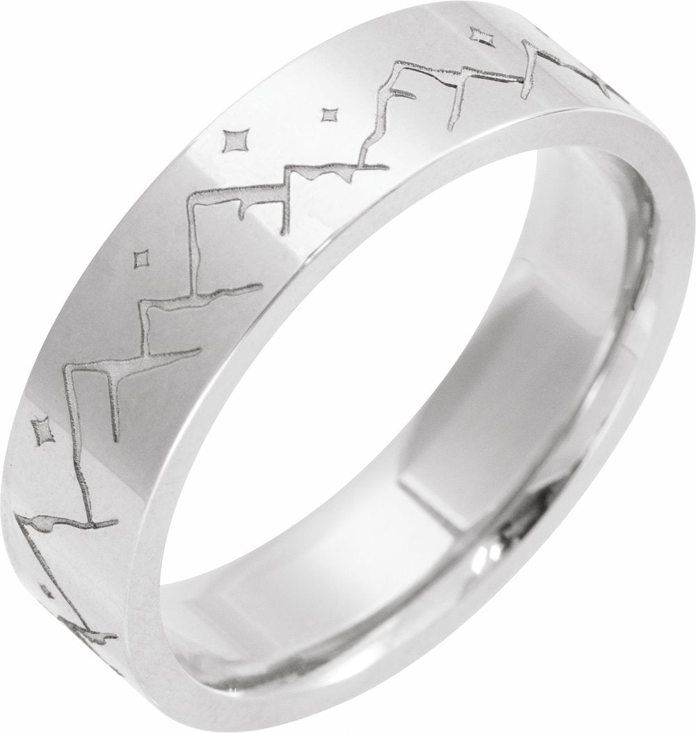 14K White Gold 6 mm Scenic Flat Band Size 9.5