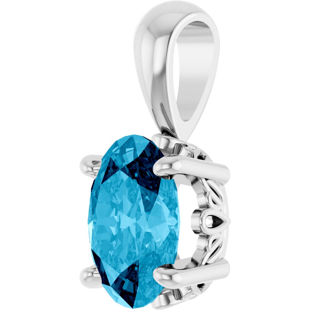 Sterling Silver Natural Aquamarine Pendant