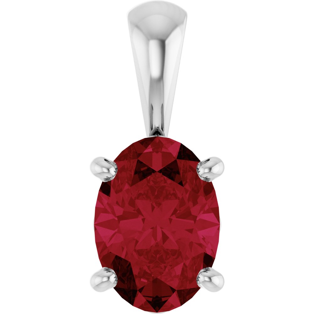 Sterling Silver Lab-Grown Ruby Pendant