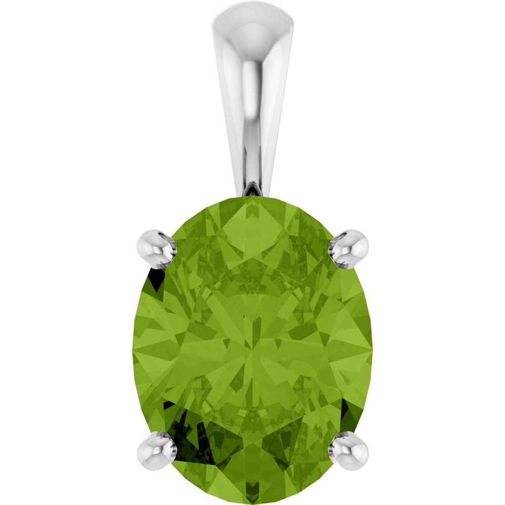 14K White Gold Natural Peridot Pendant
