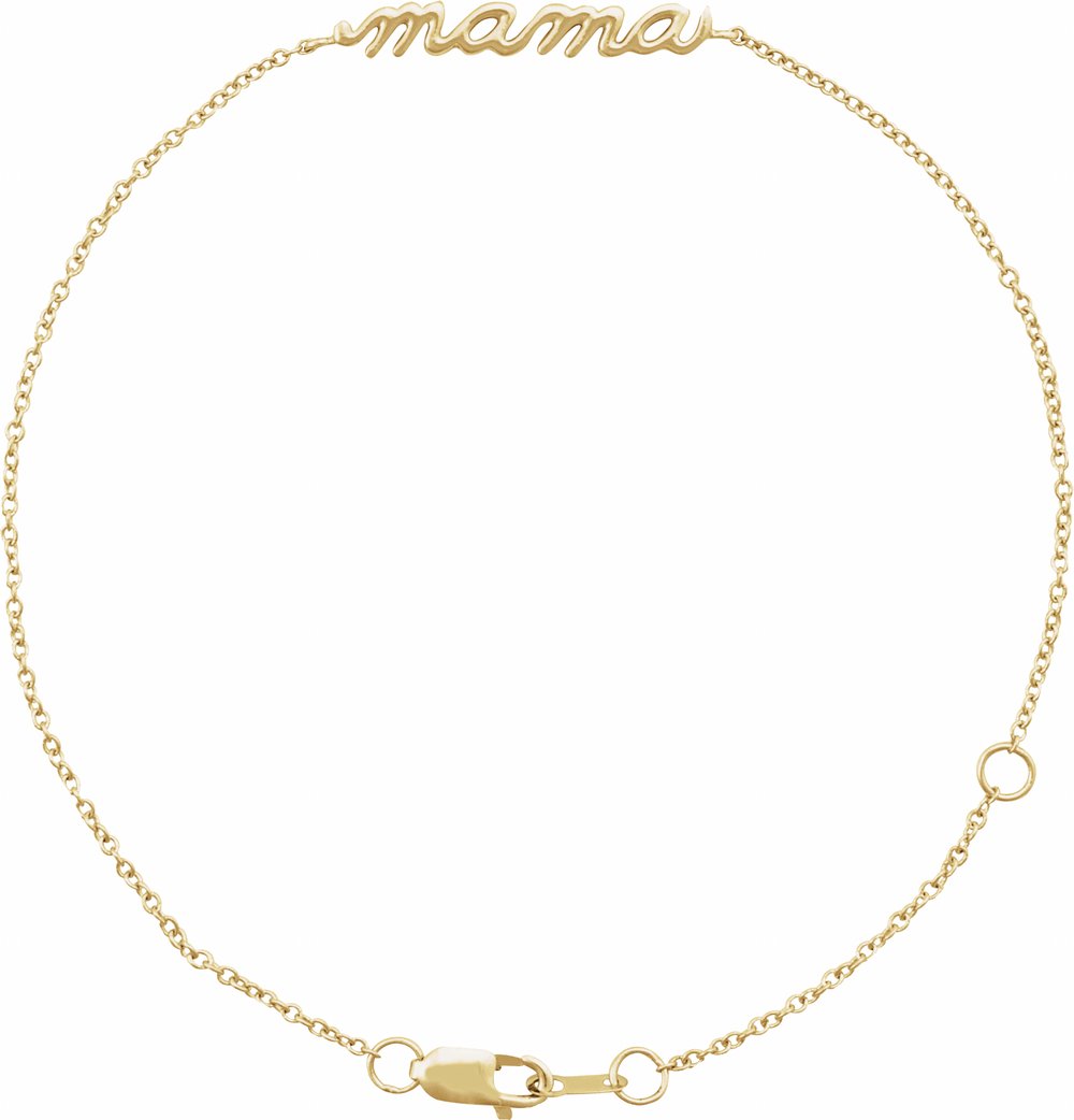 14K Yellow Gold Mama 6 1/2-7 1/2" Bracelet