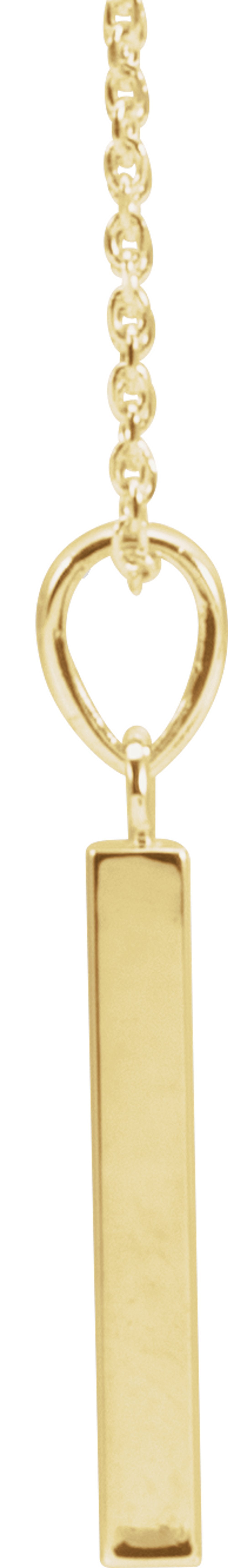 14K Yellow Gold Engravable Four-Sided Bar 16-18" Necklace