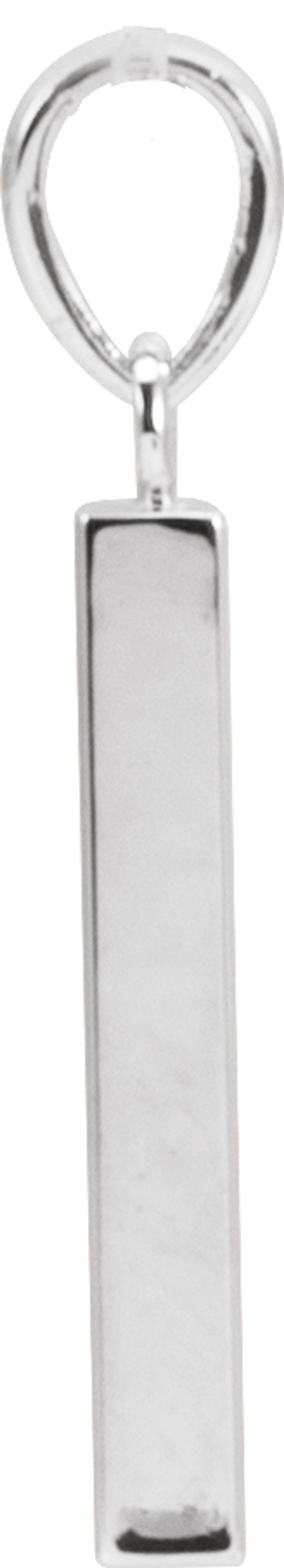 14K White Engravable Four-Sided Bar Pendant