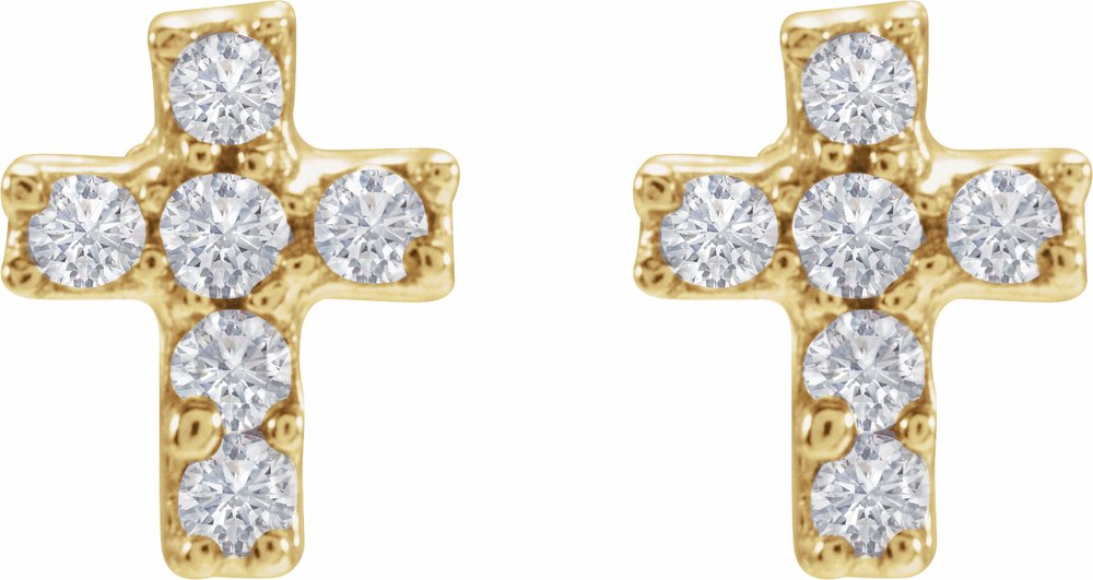14K Yellow Gold .02 CTW Natural Diamond Cross Inverness® Piercing Stud Earrings