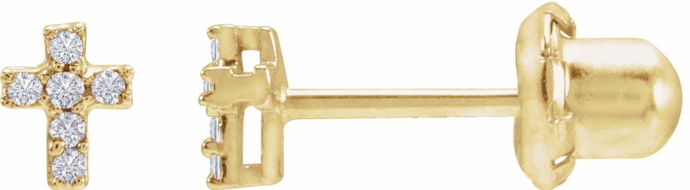 14K Yellow Gold .02 CTW Natural Diamond Cross Inverness® Piercing Stud Earrings