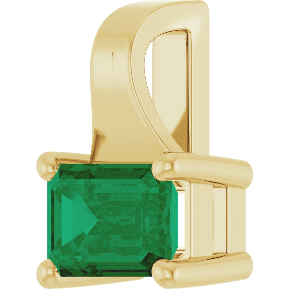 14K Yellow Gold Lab-Grown Emerald Pendant