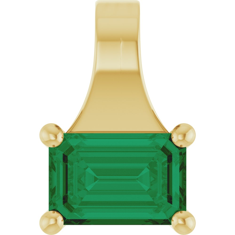 14K Yellow Gold Lab-Grown Emerald Pendant