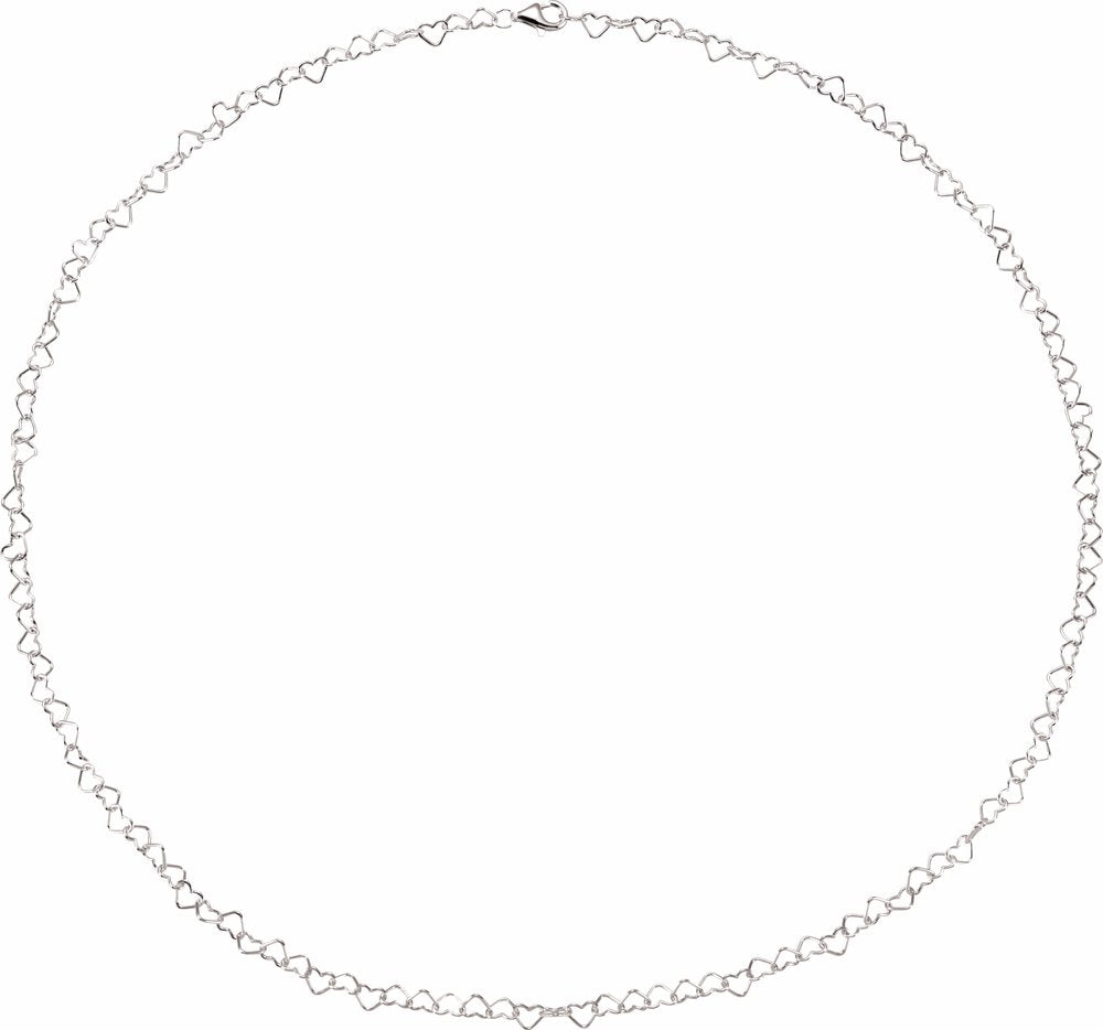 Sterling Silver 4.5 mm Heart 18" Chain
