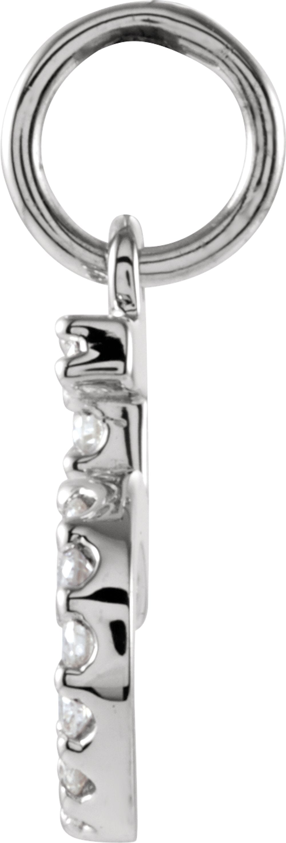 14K White .08 CTW Natural Diamond Numeral 5 Charm/Pendant