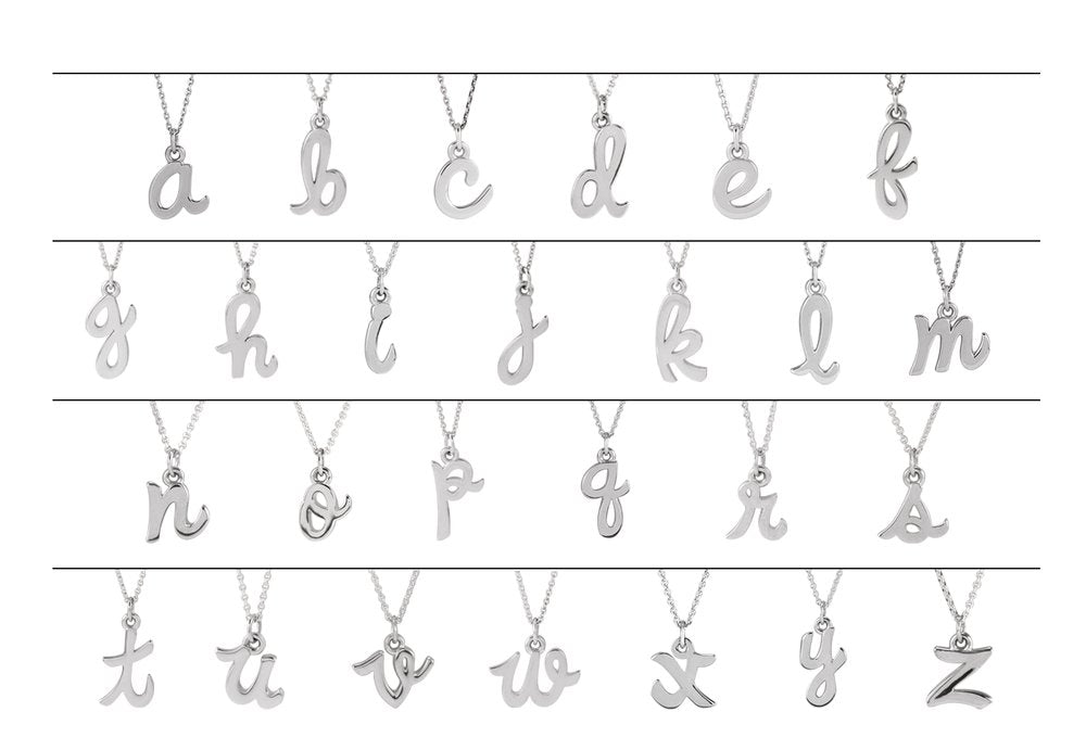 14K White Gold Petite Initial A 16" Necklace