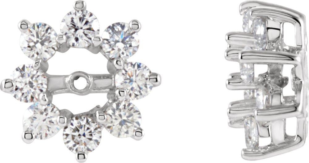 14K White Gold 1 1/8 CTW Diamond Earring Jackets with 4.5mm ID