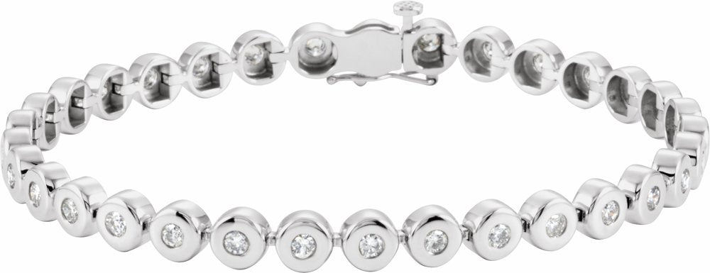 14K White Gold 2 CTW Natural Diamond Bezel-Set Line 7" Bracelet
