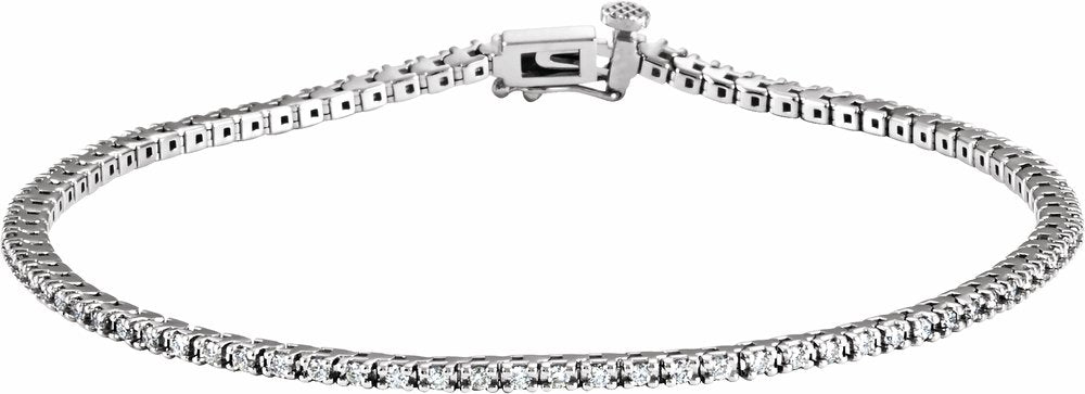 14K White Gold 7/8 CTW Natural Diamond Line 7 1/4" Bracelet