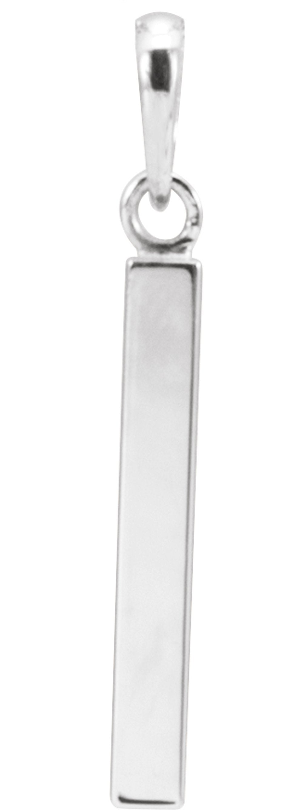14K White Engravable Four-Sided Bar Pendant