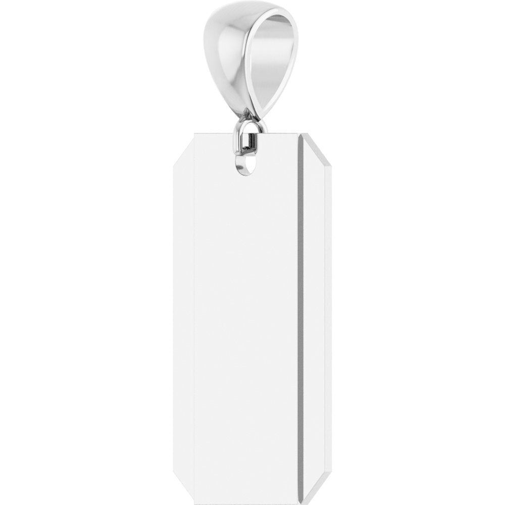 14K White Engravable Dog Tag Pendant
