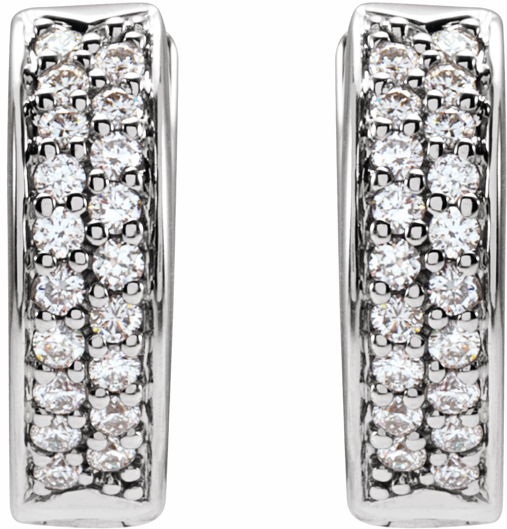 14K White 1/3 CTW Natural Diamond 13.4 mm Hoop Earrings