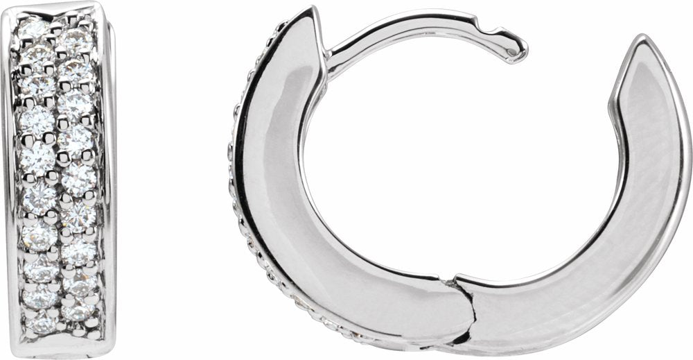 14K White 1/3 CTW Natural Diamond 13.4 mm Hoop Earrings
