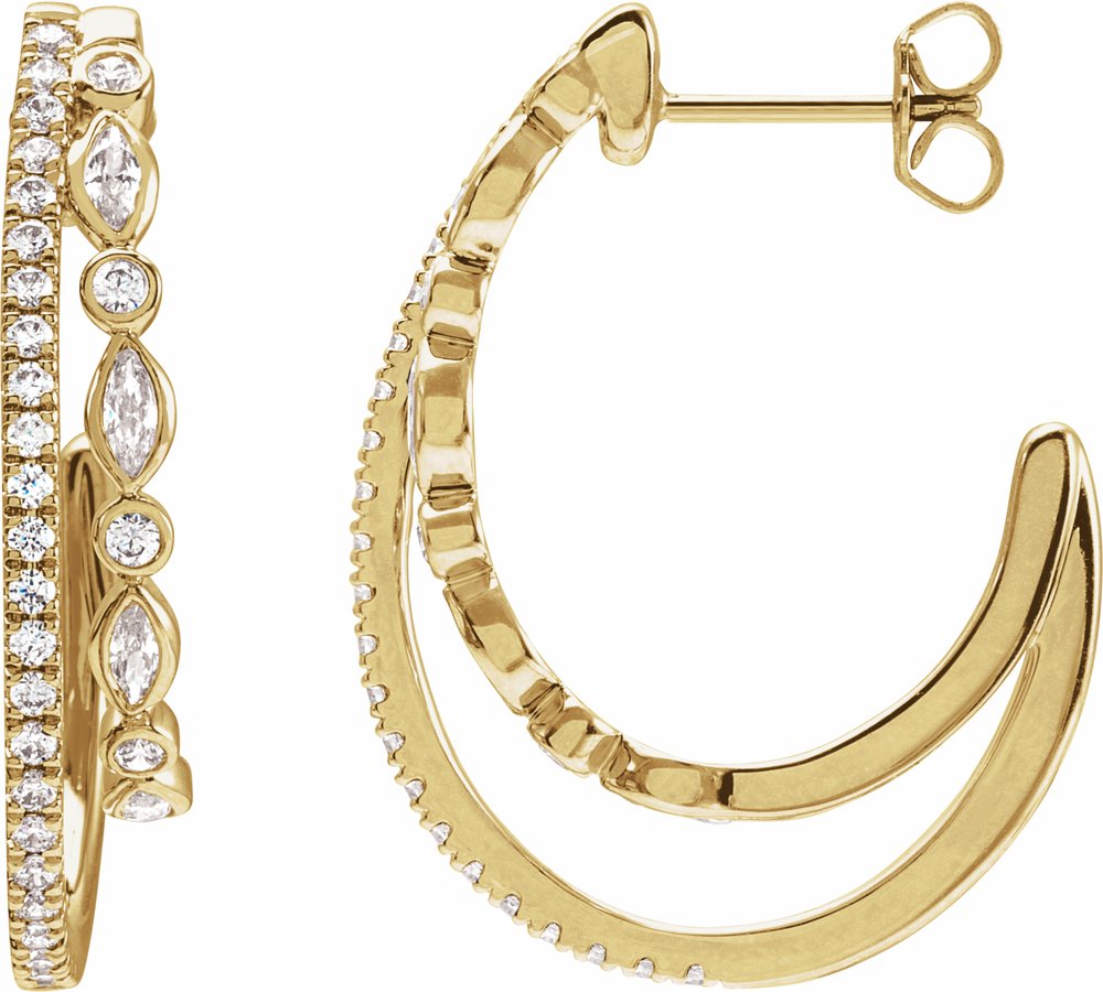 14K Yellow Gold 1 1/5 CTW Natural Diamond 30.5 mm Hoop Earrings