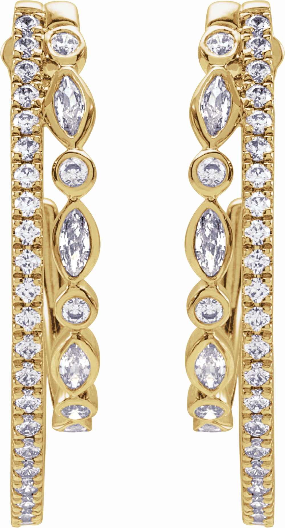 14K Yellow Gold 1 1/5 CTW Natural Diamond 30.5 mm Hoop Earrings