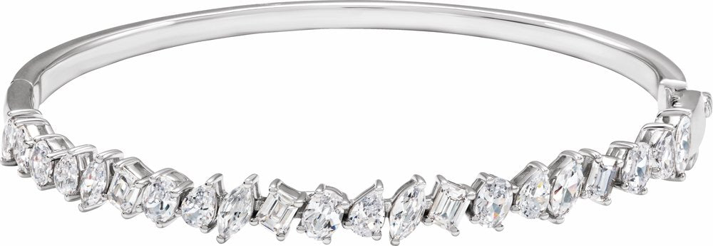 14K White Gold 4 1/5 CTW Lab-Grown Diamond Bangle 7" Bracelet