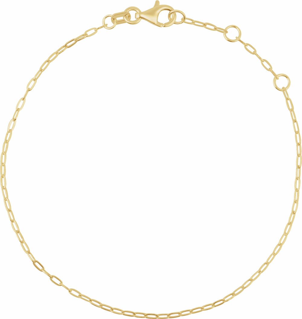 14K Yellow Gold 1.25 mm Paperclip-Style 6 1/2-7 1/2" Chain