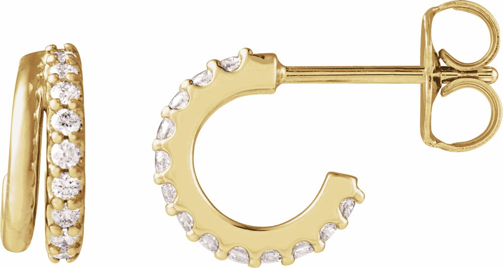 14K Yellow Gold 1/6 CTW Natural Diamond Hoop Earrings
