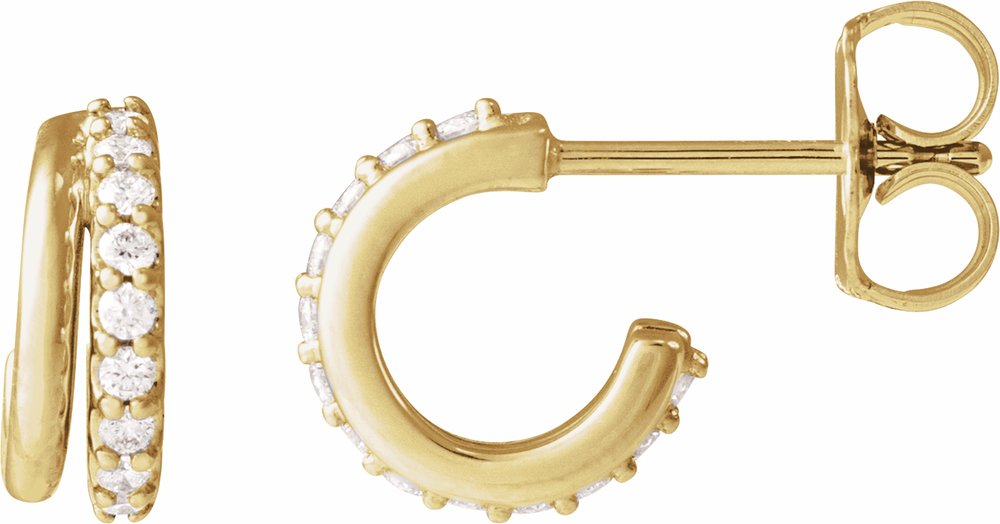 14K Yellow Gold 1/6 CTW Natural Diamond Hoop Earrings