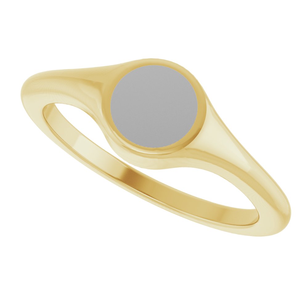 14K Yellow/White Engravable Round Signet Ring