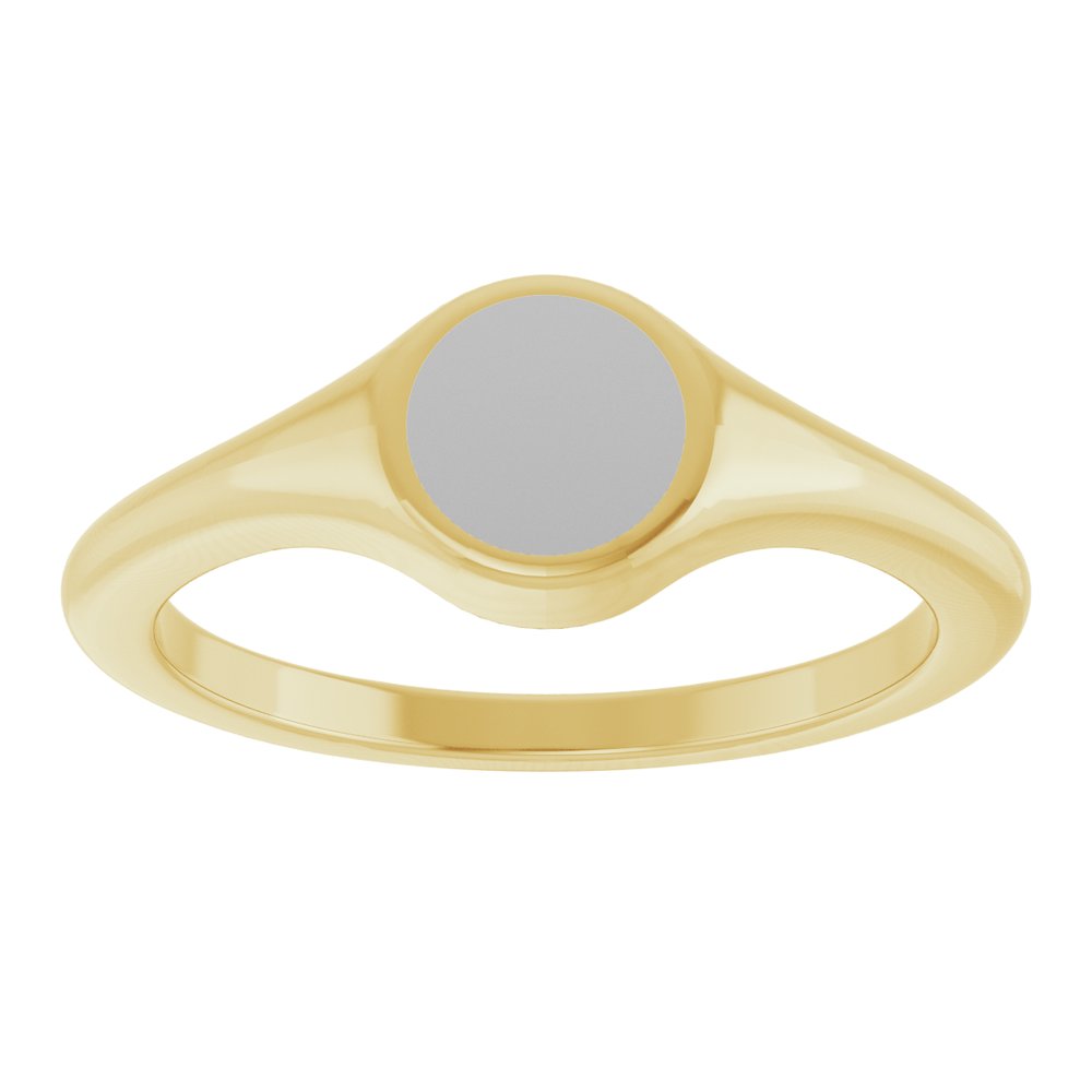 14K Yellow/White Engravable Round Signet Ring