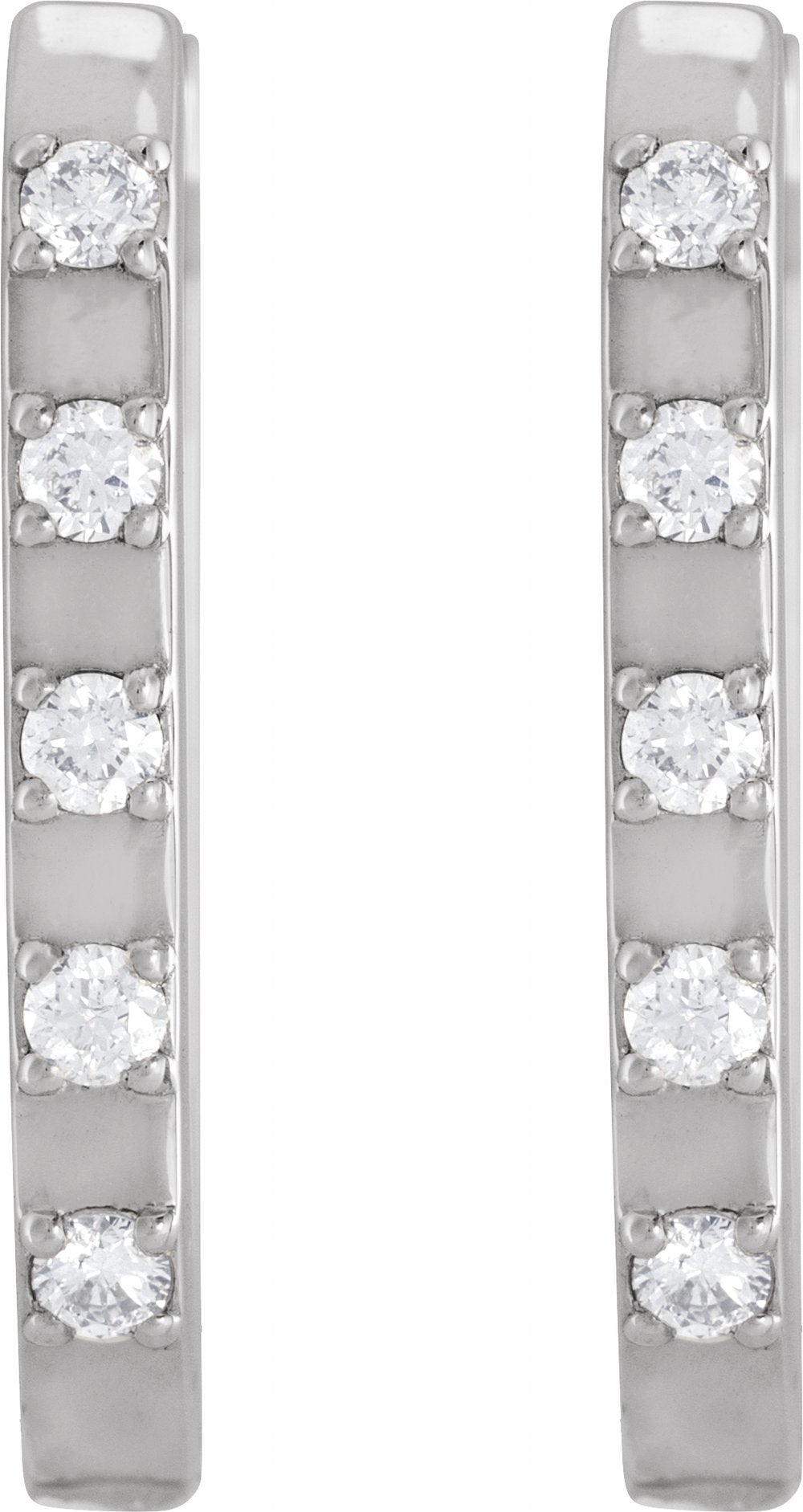 14K White 1/8 CTW Natural Diamond 17.25 mm Hoop Earrings