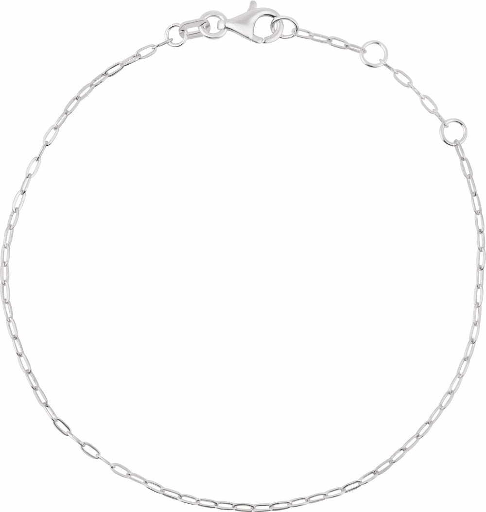 14K White Gold 1.25 mm Paperclip-Style 6 1/2-7 1/2" Chain