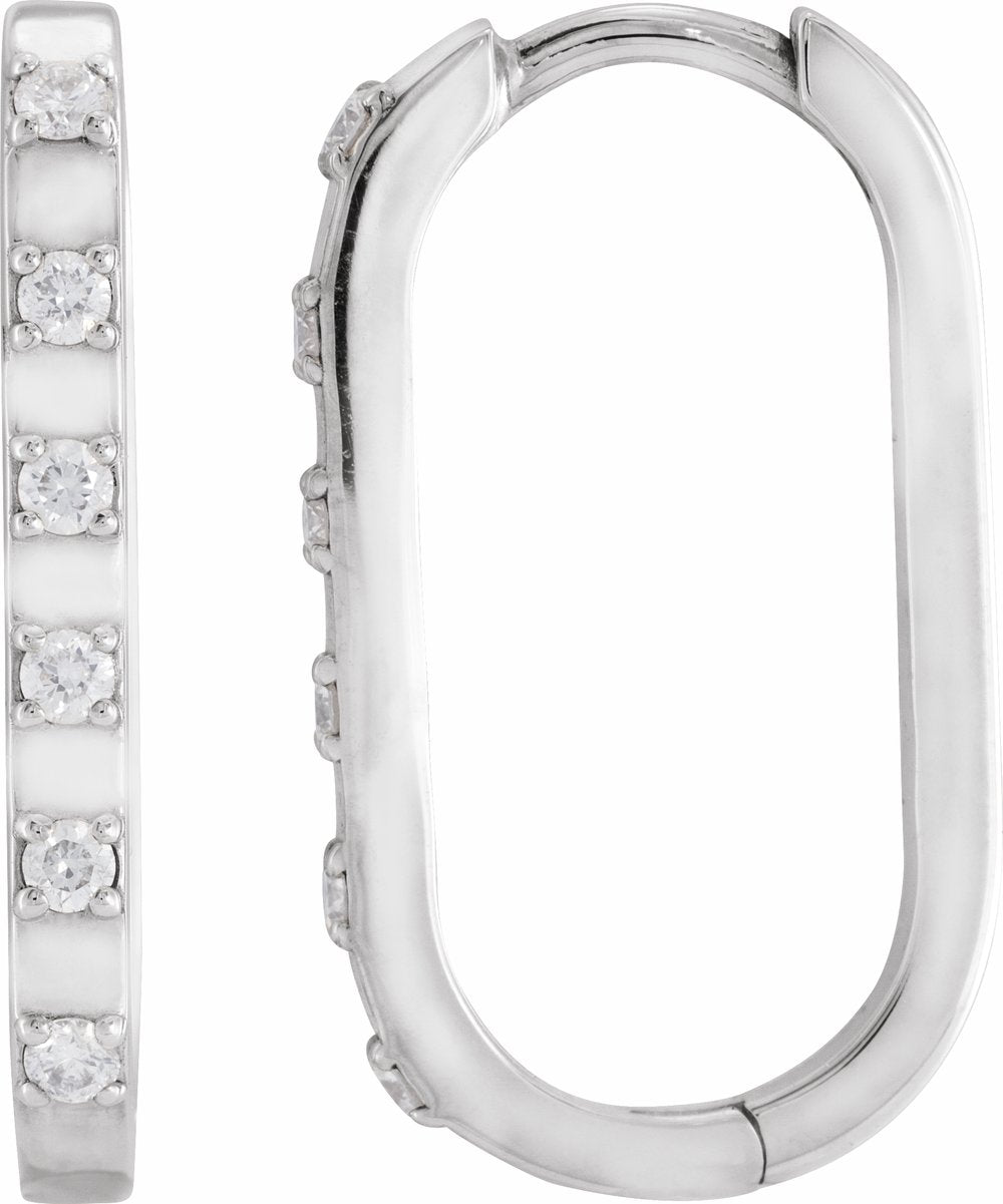 14K White Gold 1/6 CTW Natural Diamond 19.5 mm Hoop Earrings