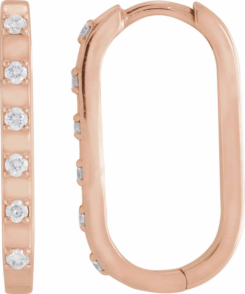 14K Rose Gold 1/6 CTW Natural Diamond 19.5 mm Hoop Earrings
