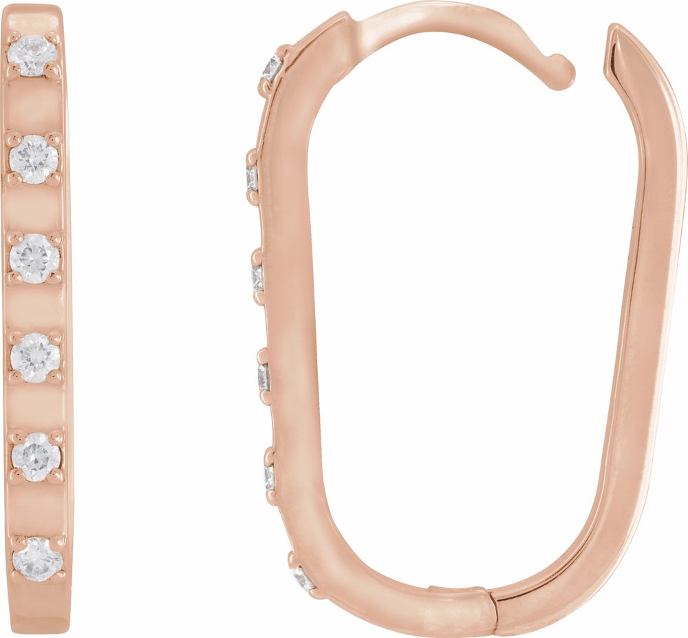 14K Rose Gold 1/6 CTW Natural Diamond 19.5 mm Hoop Earrings