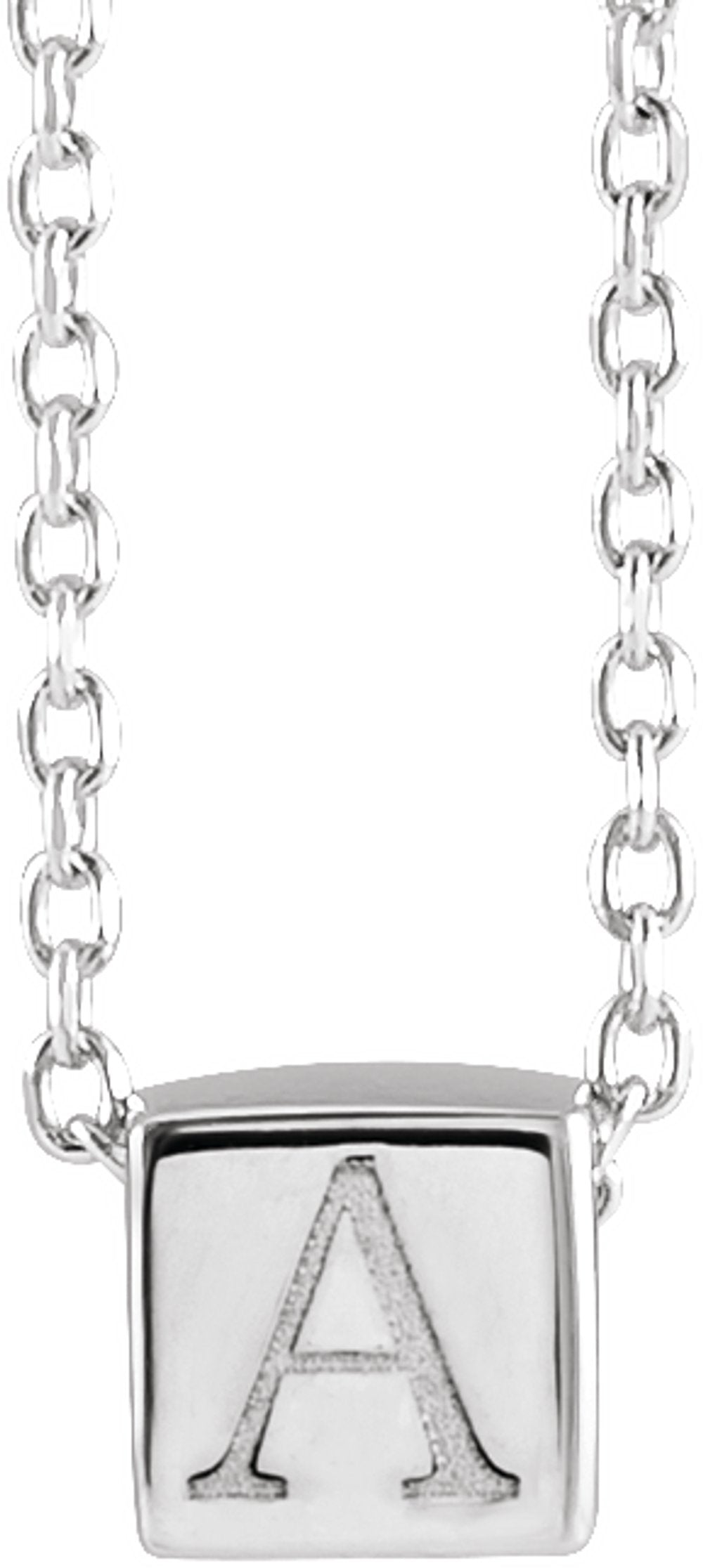 14K White Gold 5x5 mm Cube 18" Necklace