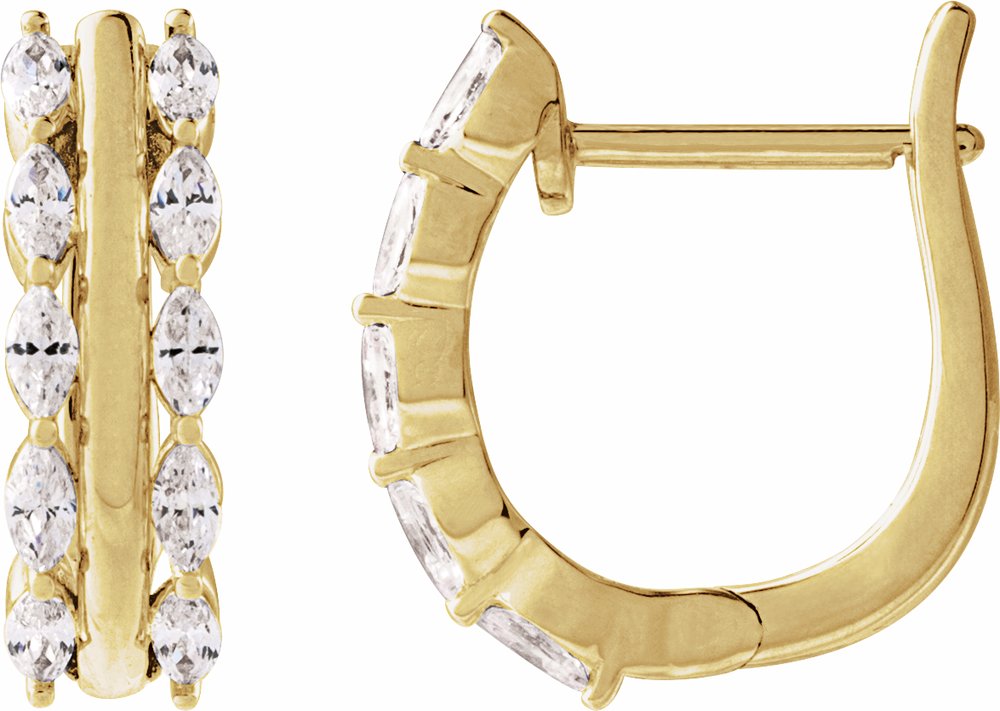 14K Yellow Gold 5/8 CTW Natural Diamond Hinged 15 mm Hoop Earrings