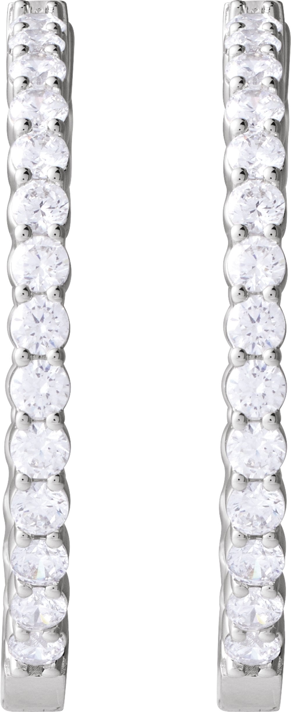 14K White Gold 5 CTW Lab-Grown Diamond Inside-Outside Hinged 37.8 mm Hoop Earrings
