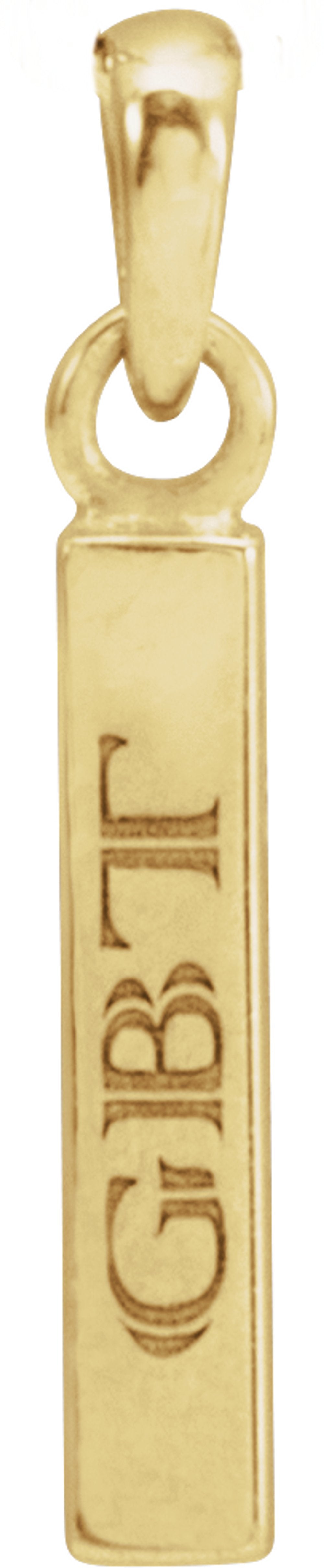 14K Yellow Gold Engravable Four-Sided Bar Pendant