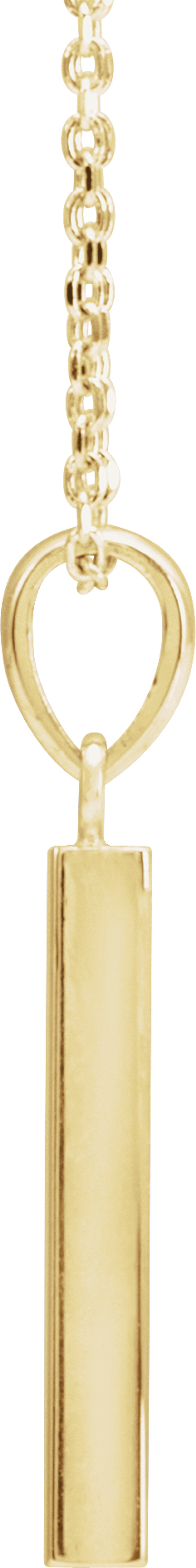 14K Yellow Gold Engravable Four-Sided Bar 16-18" Necklace