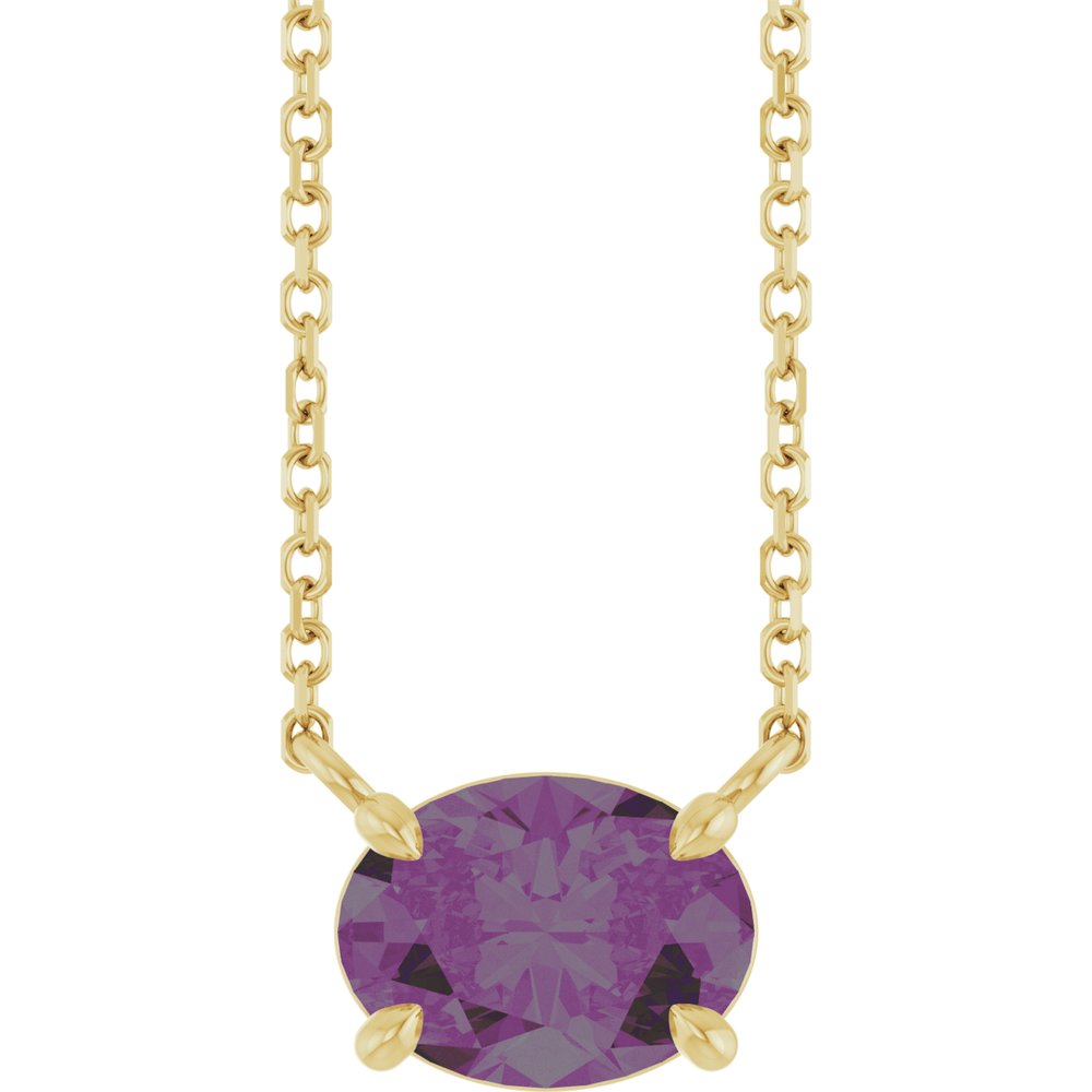 14K Yellow Gold Lab-Grown Alexandrite 18" Necklace